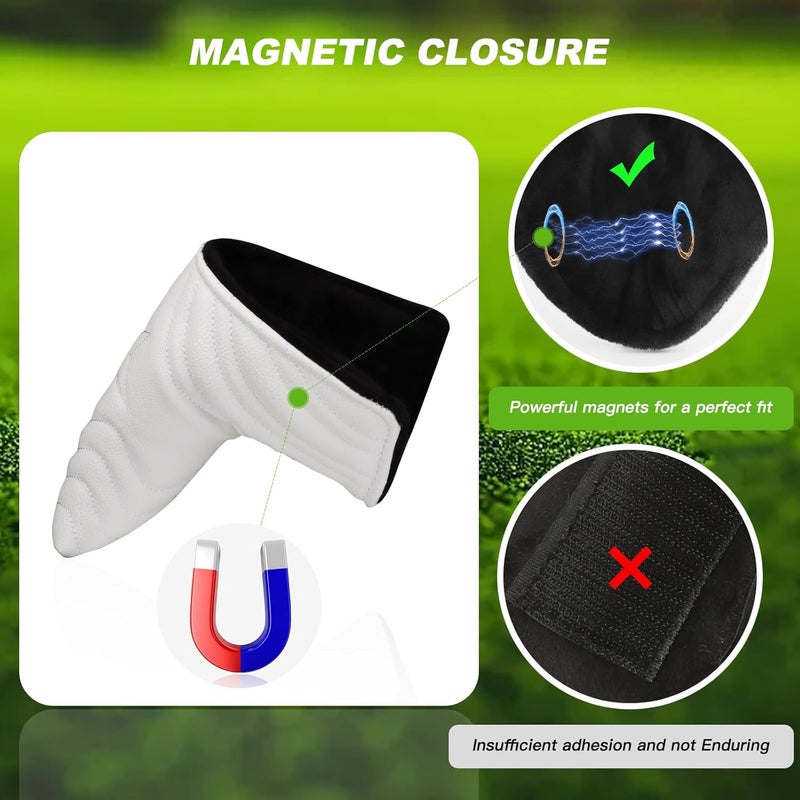 PONADA 4pcs or 1pc Golf Club Head Covers for Woods, Driver, Fairway, Hybrid – Premium PU Leather with Interchangeable Tags & Magnetic Blade and Mallet Putter Covers - Image 4
